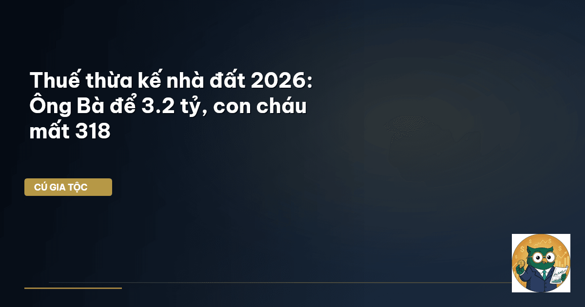 Thuế thừa kế nhà đất 2026: Ông Bà để 3.2 tỷ, con cháu mất 318