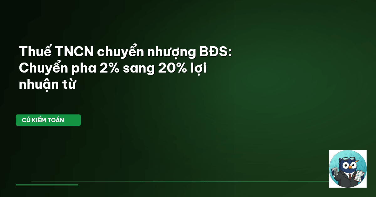 Thuế TNCN chuyển nhượng BĐS: Chuyển pha 2% sang 20% lợi nhuận từ