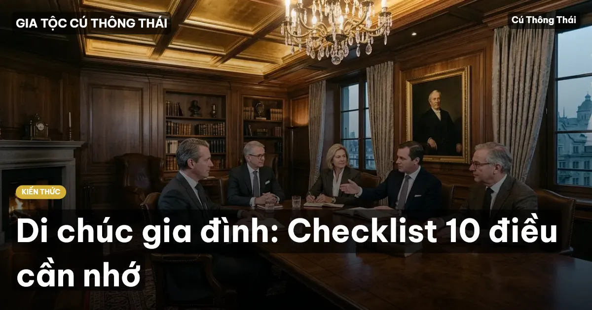 Di chúc gia đình: Checklist 10 điều cần nhớ