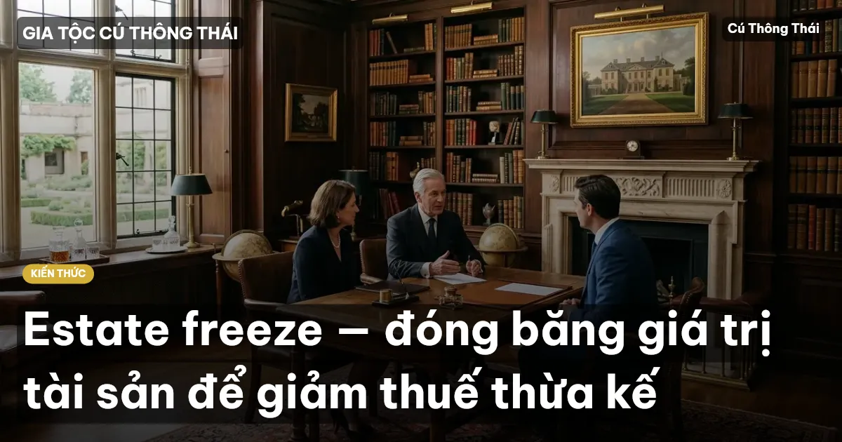 Estate freeze — đóng băng giá trị tài sản để giảm thuế thừa kế