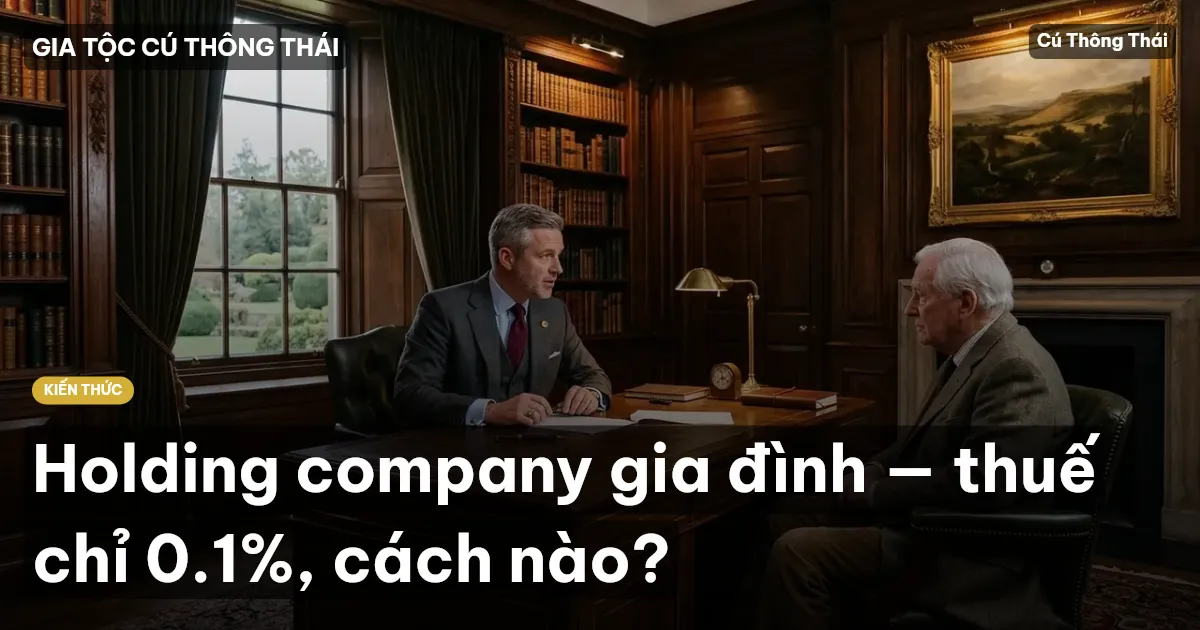 Holding company gia đình — thuế chỉ 0.1%, cách nào?