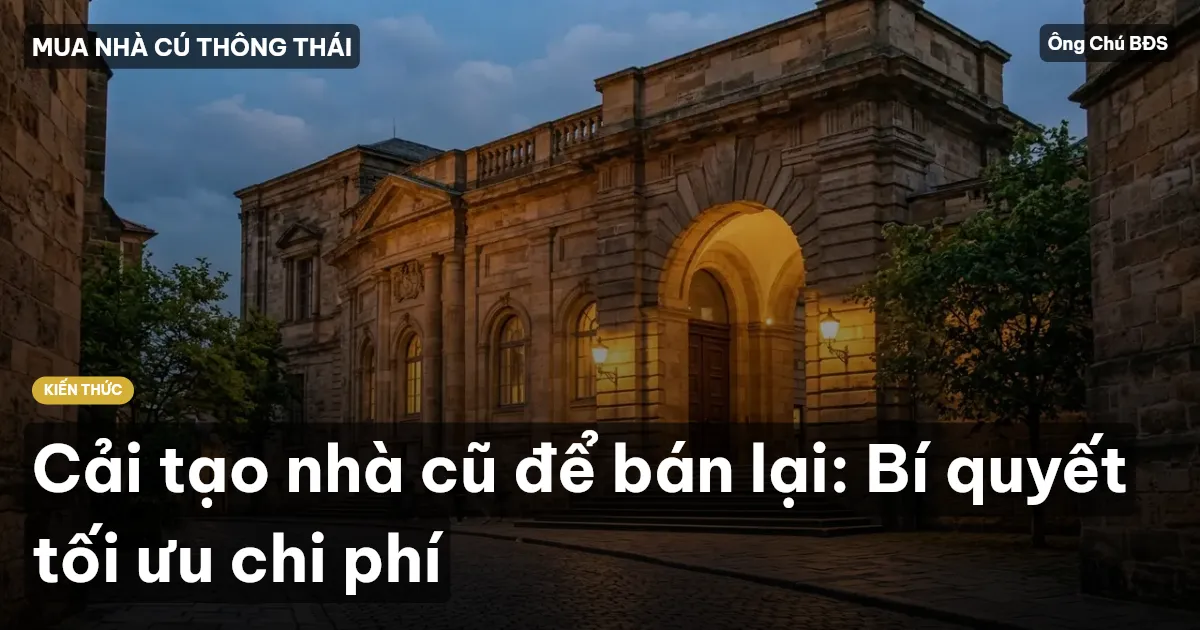 Cải tạo nhà cũ để bán lại: Bí quyết tối ưu chi phí
