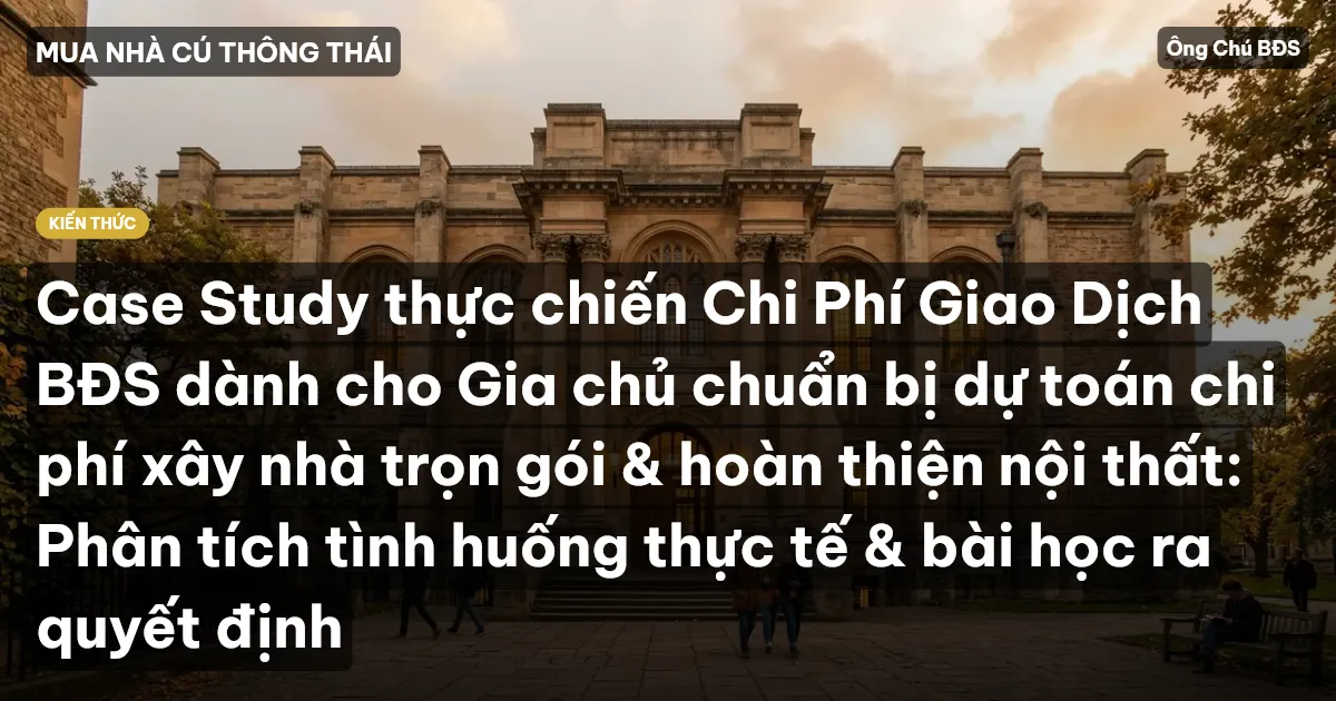 Case Study thực chiến Chi Phí Giao Dịch BĐS dành cho Gia chủ chuẩn bị dự toán chi phí xây nhà trọn gói & hoàn thiện nội thất: Phân tích tình huống thực tế & bài học ra quyết định