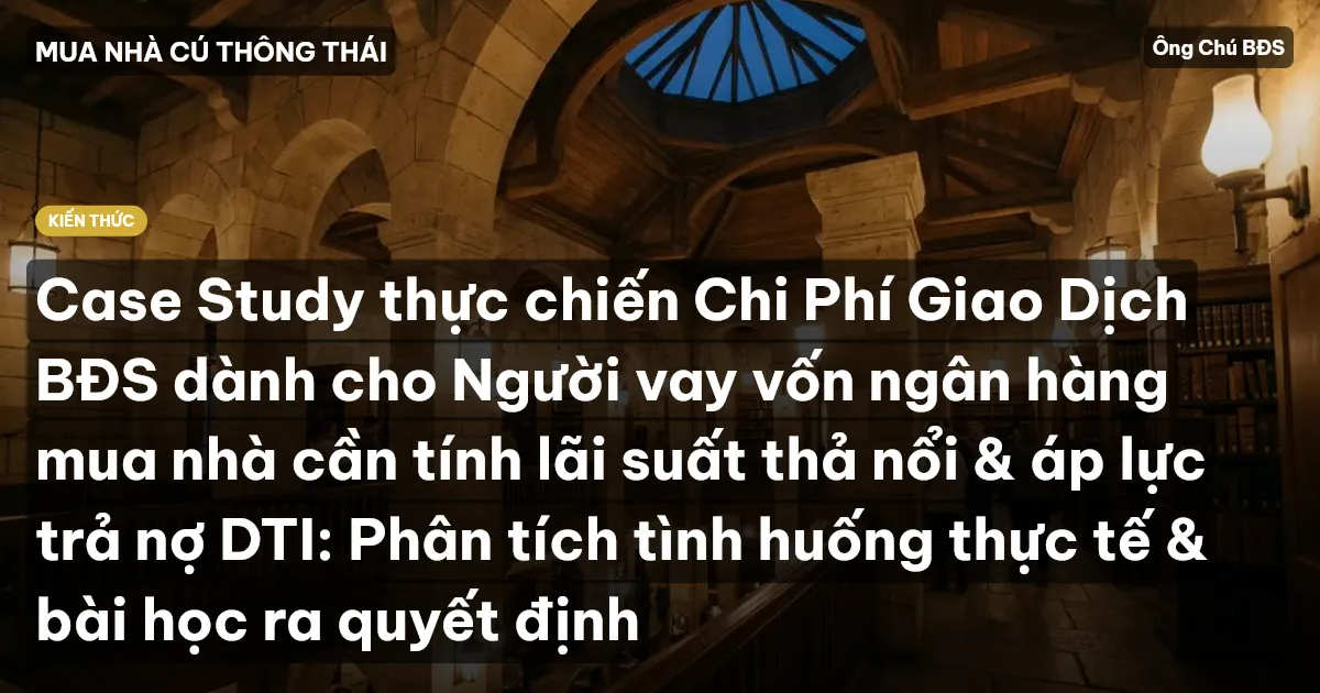 Case Study thực chiến Chi Phí Giao Dịch BĐS dành cho Người vay vốn ngân hàng mua nhà cần tính lãi suất thả nổi & áp lực trả nợ DTI: Phân tích tình huống thực tế & bài học ra quyết định