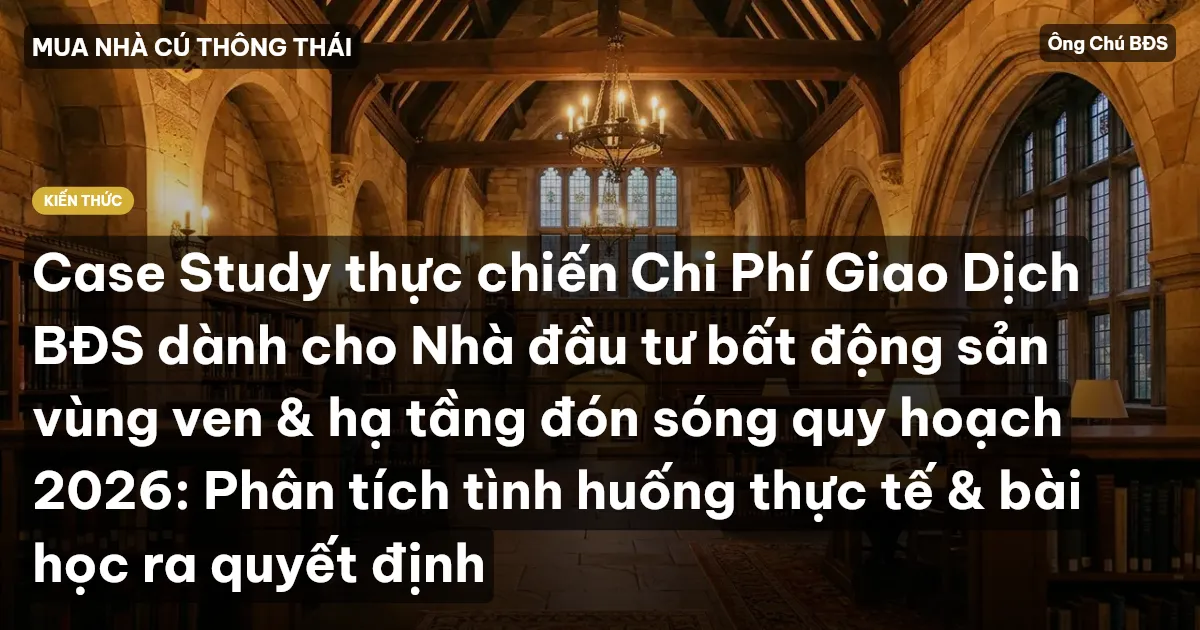 Case Study thực chiến Chi Phí Giao Dịch BĐS dành cho Nhà đầu tư bất động sản vùng ven & hạ tầng đón sóng quy hoạch 2026: Phân tích tình huống thực tế & bài học ra quyết định