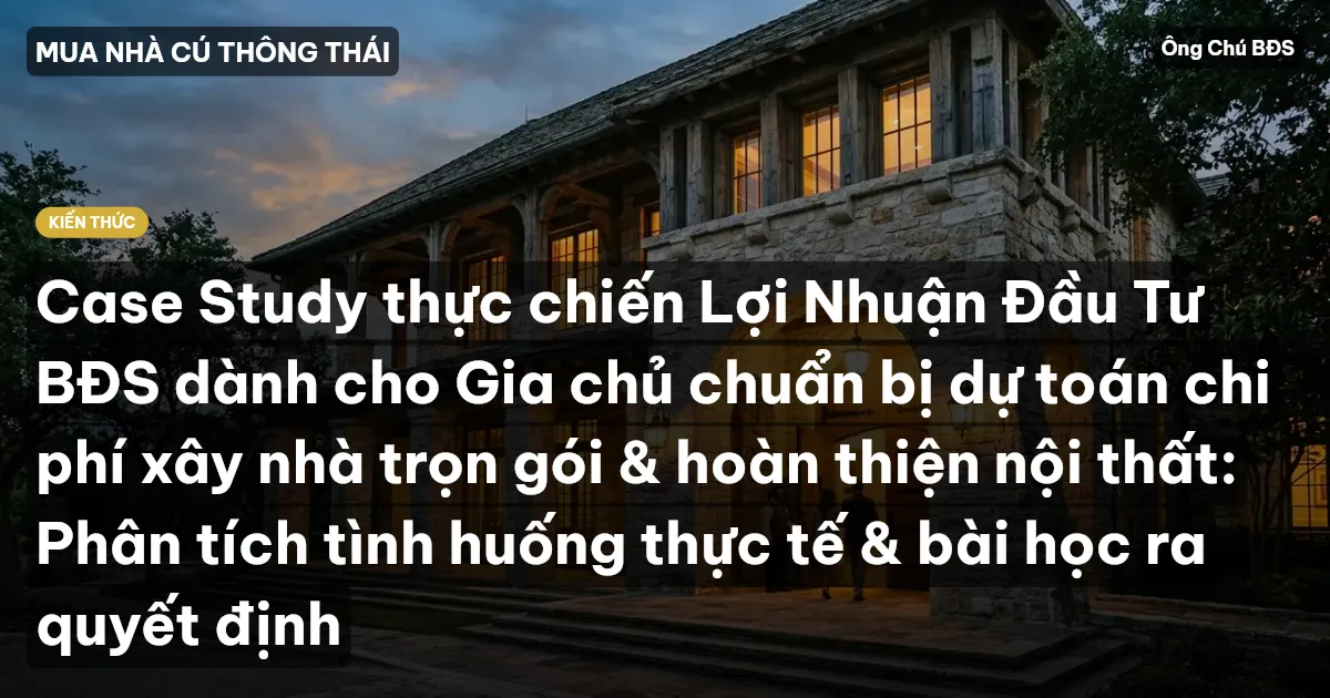 Case Study thực chiến Lợi Nhuận Đầu Tư BĐS dành cho Gia chủ chuẩn bị dự toán chi phí xây nhà trọn gói & hoàn thiện nội thất: Phân tích tình huống thực tế & bài học ra quyết định