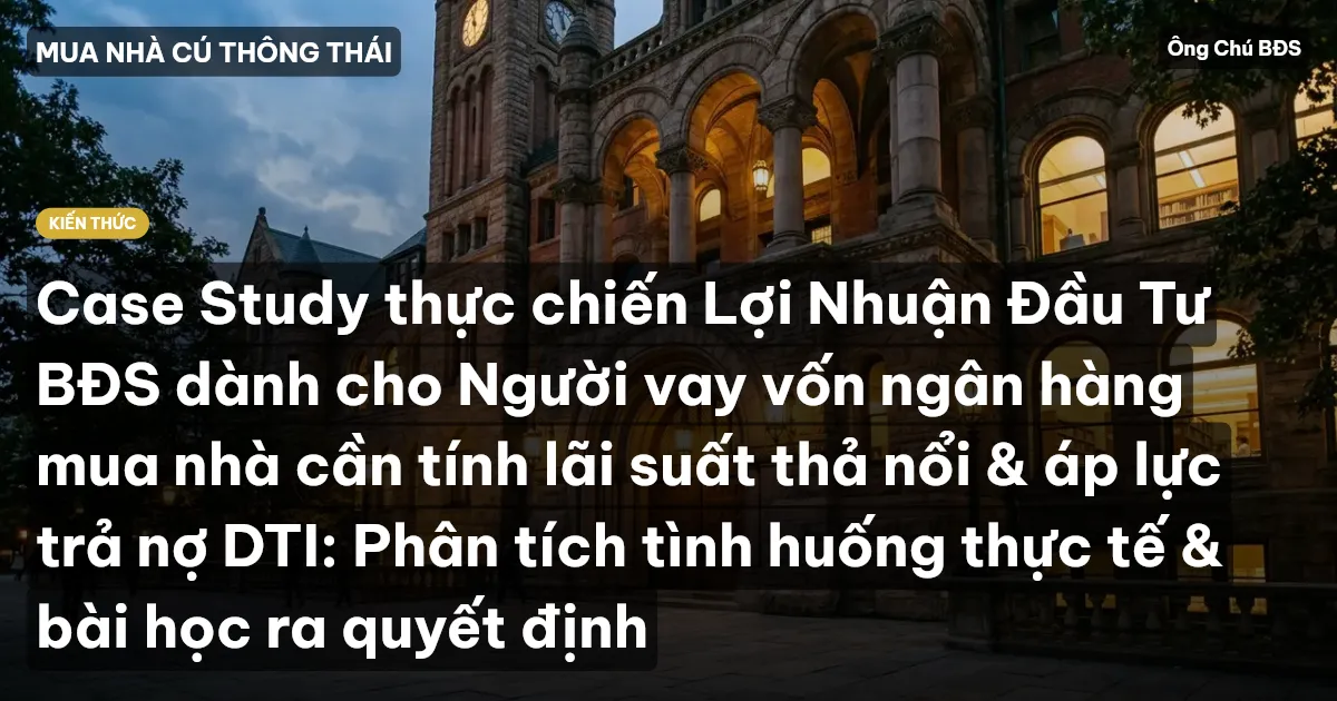 Case Study thực chiến Lợi Nhuận Đầu Tư BĐS dành cho Người vay vốn ngân hàng mua nhà cần tính lãi suất thả nổi & áp lực trả nợ DTI: Phân tích tình huống thực tế & bài học ra quyết định
