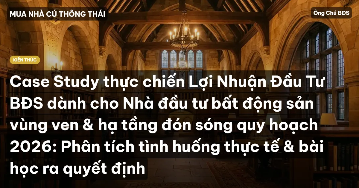 Case Study thực chiến Lợi Nhuận Đầu Tư BĐS dành cho Nhà đầu tư bất động sản vùng ven & hạ tầng đón sóng quy hoạch 2026: Phân tích tình huống thực tế & bài học ra quyết định