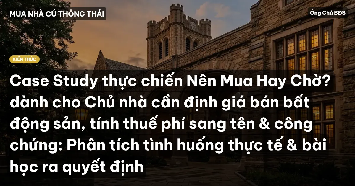 Case Study thực chiến Nên Mua Hay Chờ? dành cho Chủ nhà cần định giá bán bất động sản, tính thuế phí sang tên & công chứng: Phân tích tình huống thực tế & bài học ra quyết định