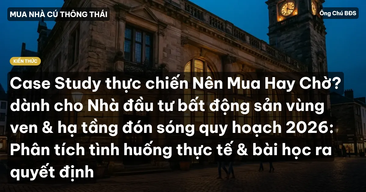 Case Study thực chiến Nên Mua Hay Chờ? dành cho Nhà đầu tư bất động sản vùng ven & hạ tầng đón sóng quy hoạch 2026: Phân tích tình huống thực tế & bài học ra quyết định
