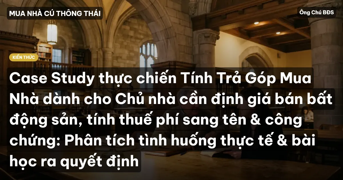 Case Study thực chiến Tính Trả Góp Mua Nhà dành cho Chủ nhà cần định giá bán bất động sản, tính thuế phí sang tên & công chứng: Phân tích tình huống thực tế & bài học ra quyết định