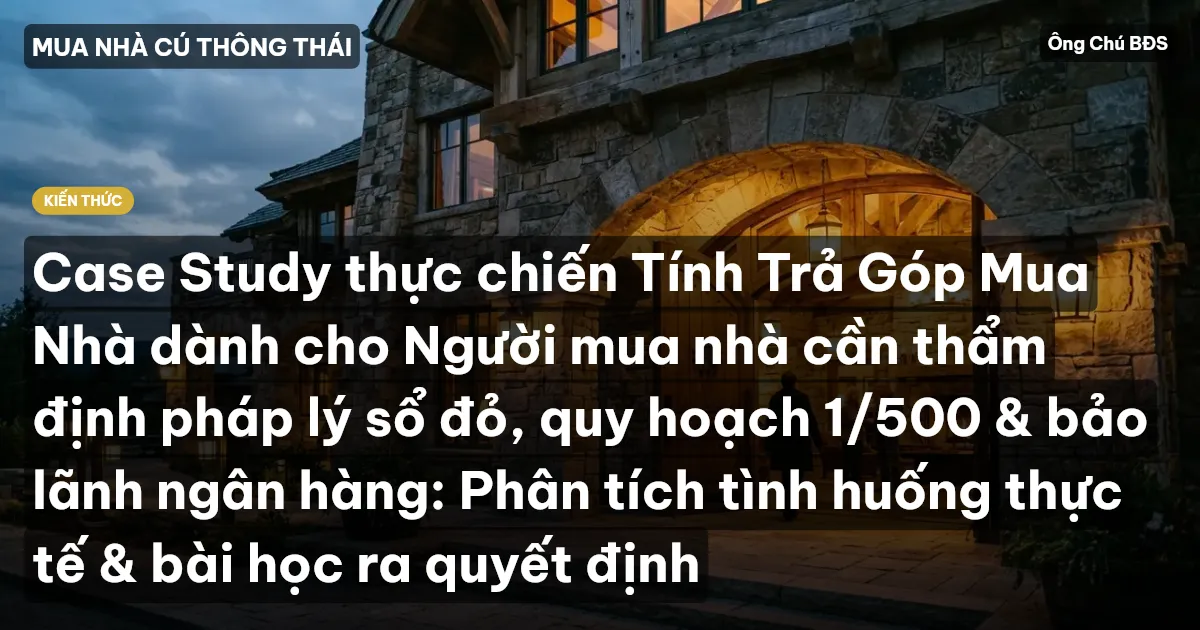 Case Study thực chiến Tính Trả Góp Mua Nhà dành cho Người mua nhà cần thẩm định pháp lý sổ đỏ, quy hoạch 1/500 & bảo lãnh ngân hàng: Phân tích tình huống thực tế & bài học ra quyết định