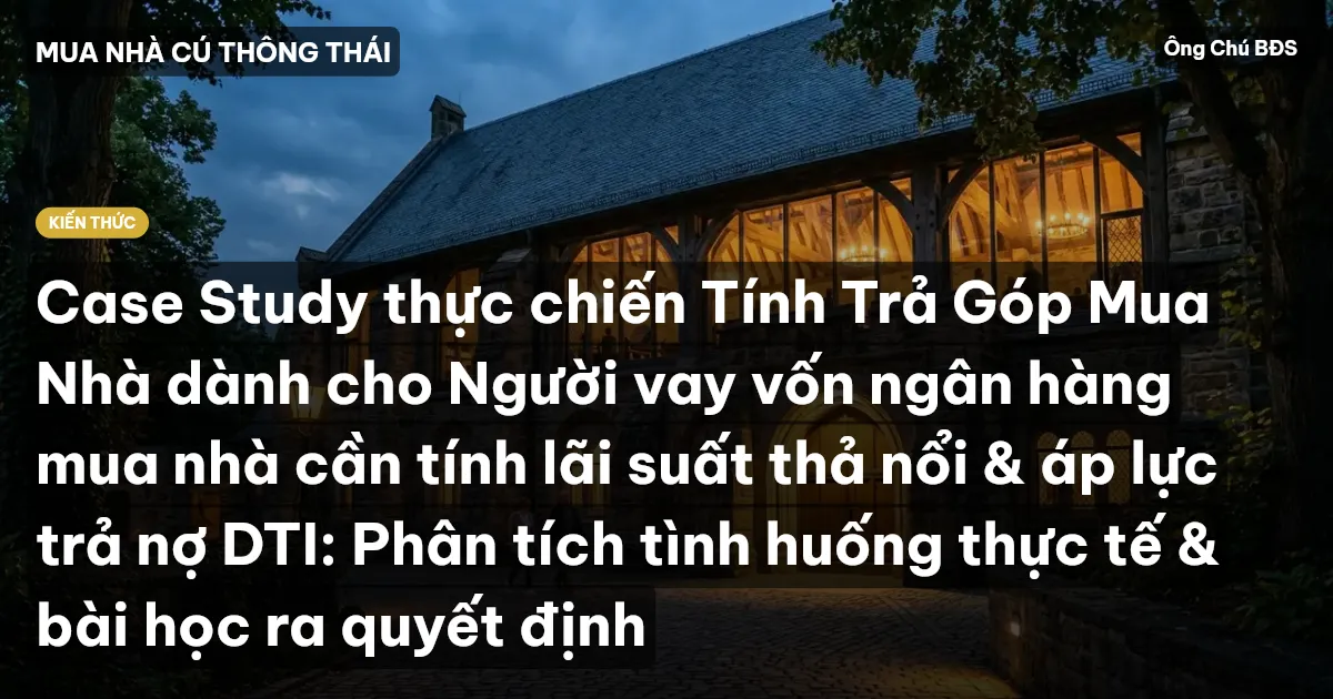 Case Study thực chiến Tính Trả Góp Mua Nhà dành cho Người vay vốn ngân hàng mua nhà cần tính lãi suất thả nổi & áp lực trả nợ DTI: Phân tích tình huống thực tế & bài học ra quyết định