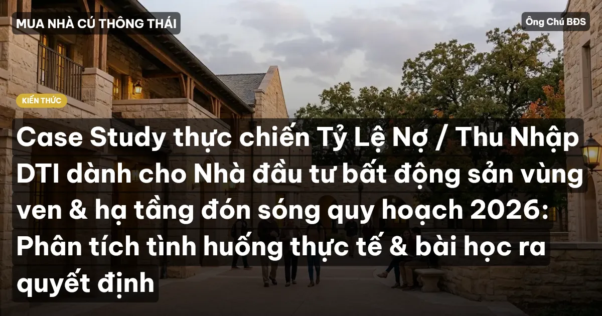 Case Study thực chiến Tỷ Lệ Nợ / Thu Nhập DTI dành cho Nhà đầu tư bất động sản vùng ven & hạ tầng đón sóng quy hoạch 2026: Phân tích tình huống thực tế & bài học ra quyết định