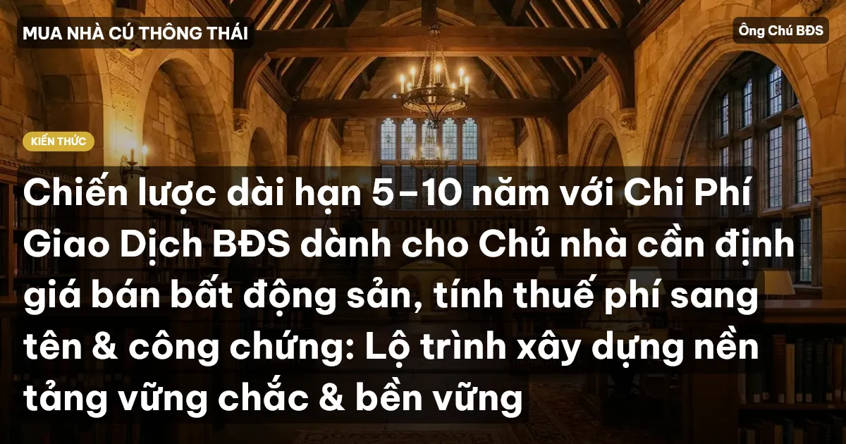 Chiến lược dài hạn 5–10 năm với Chi Phí Giao Dịch BĐS dành cho Chủ nhà cần định giá bán bất động sản, tính thuế phí sang tên & công chứng: Lộ trình xây dựng nền tảng vững chắc & bền vững