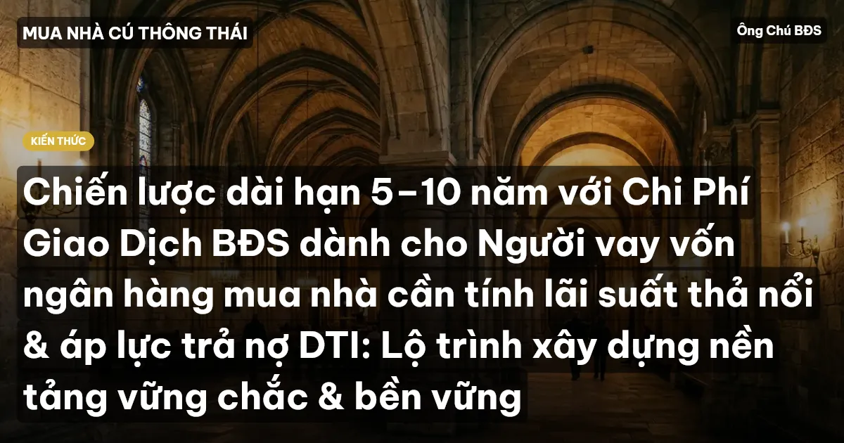 Chiến lược dài hạn 5–10 năm với Chi Phí Giao Dịch BĐS dành cho Người vay vốn ngân hàng mua nhà cần tính lãi suất thả nổi & áp lực trả nợ DTI: Lộ trình xây dựng nền tảng vững chắc & bền vững