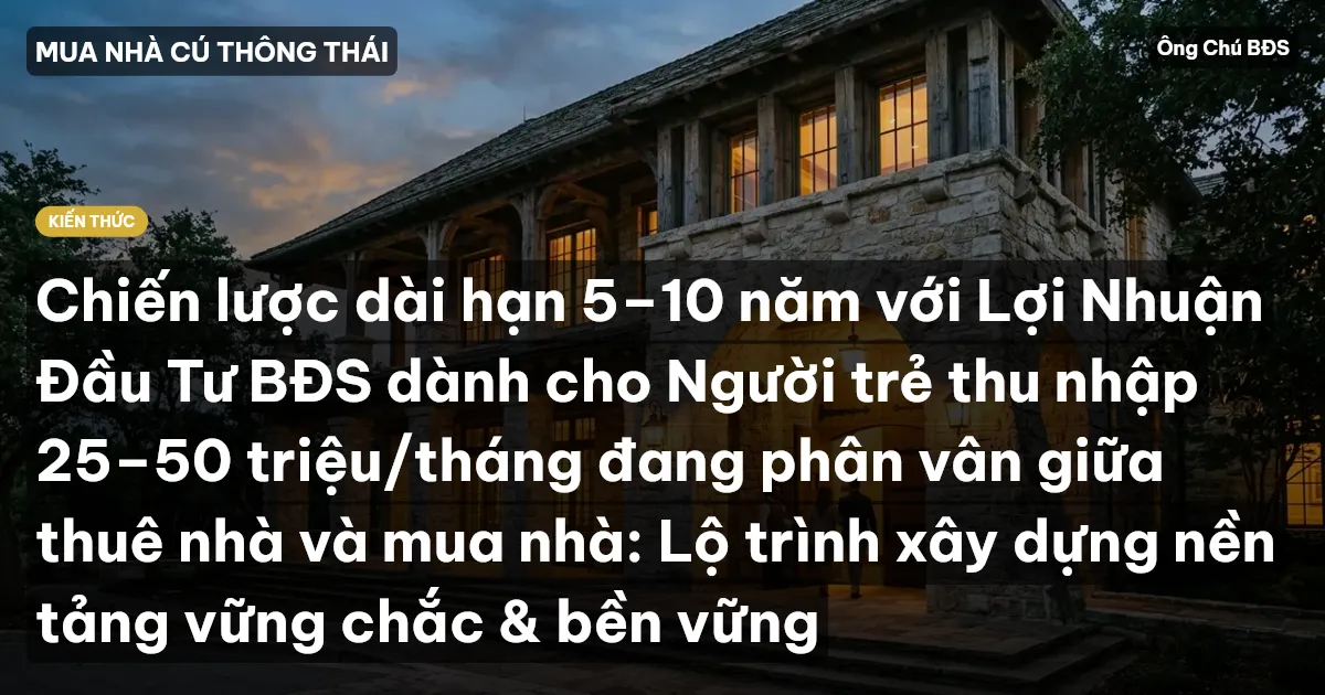 Chiến lược dài hạn 5–10 năm với Lợi Nhuận Đầu Tư BĐS dành cho Người trẻ thu nhập 25–50 triệu/tháng đang phân vân giữa thuê nhà và mua nhà: Lộ trình xây dựng nền tảng vững chắc & bền vững