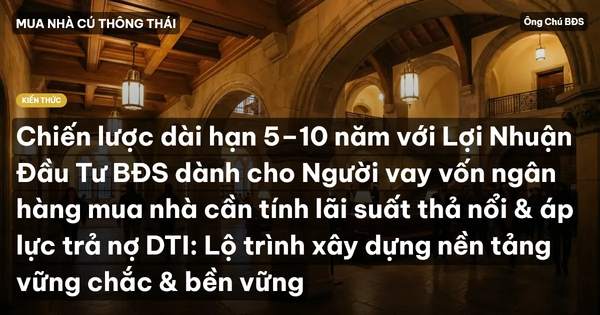 Chiến lược dài hạn 5–10 năm với Lợi Nhuận Đầu Tư BĐS dành cho Người vay vốn ngân hàng mua nhà cần tính lãi suất thả nổi & áp lực trả nợ DTI: Lộ trình xây dựng nền tảng vững chắc & bền vững