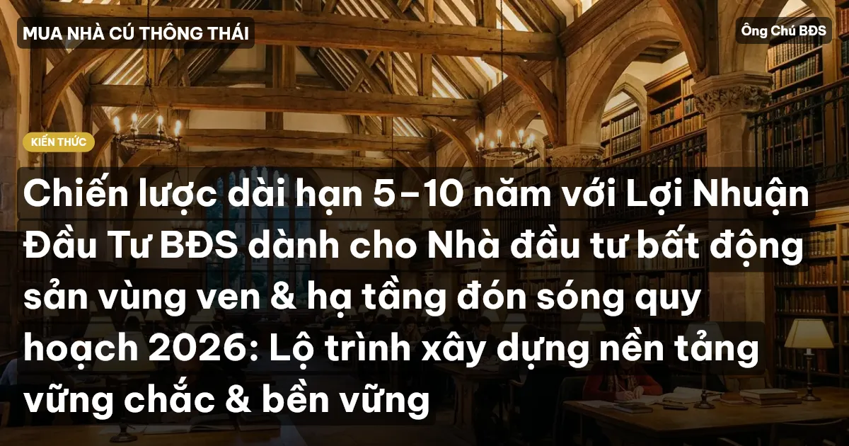 Chiến lược dài hạn 5–10 năm với Lợi Nhuận Đầu Tư BĐS dành cho Nhà đầu tư bất động sản vùng ven & hạ tầng đón sóng quy hoạch 2026: Lộ trình xây dựng nền tảng vững chắc & bền vững