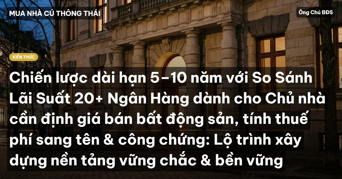 Chiến lược dài hạn 5–10 năm với So Sánh Lãi Suất 20+ Ngân Hàng dành cho Chủ nhà cần định giá bán bất động sản, tính thuế phí sang tên & công chứng: Lộ trình xây dựng nền tảng vững chắc & bền vững