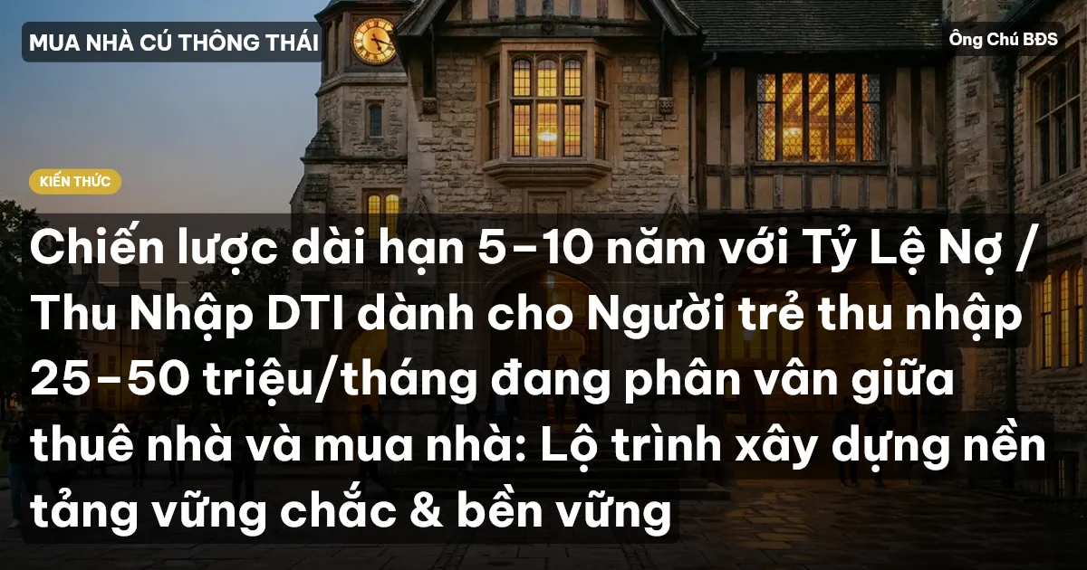 Chiến lược dài hạn 5–10 năm với Tỷ Lệ Nợ / Thu Nhập DTI dành cho Người trẻ thu nhập 25–50 triệu/tháng đang phân vân giữa thuê nhà và mua nhà: Lộ trình xây dựng nền tảng vững chắc & bền vững