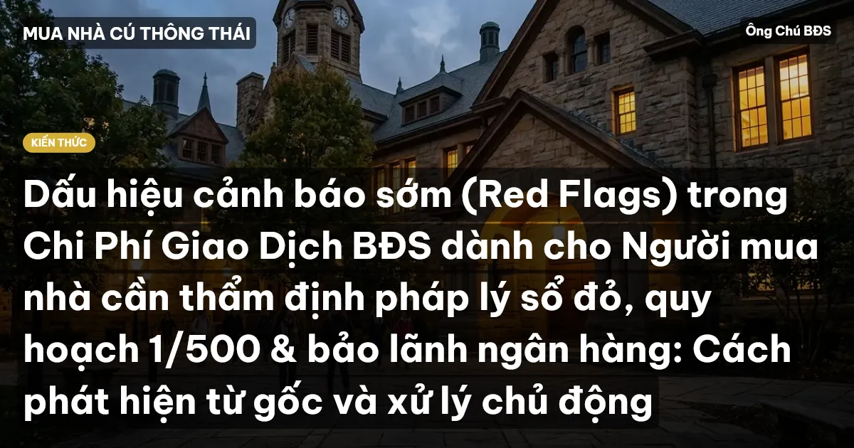Dấu hiệu cảnh báo sớm (Red Flags) trong Chi Phí Giao Dịch BĐS dành cho Người mua nhà cần thẩm định pháp lý sổ đỏ, quy hoạch 1/500 & bảo lãnh ngân hàng: Cách phát hiện từ gốc và xử lý chủ động