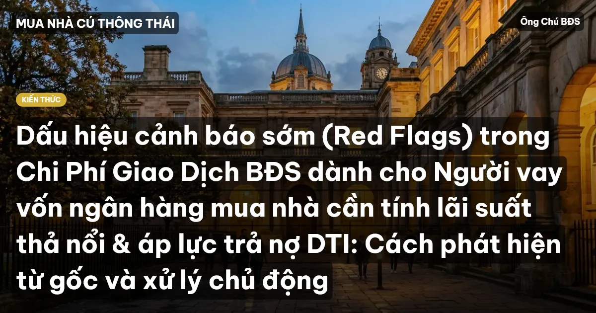 Dấu hiệu cảnh báo sớm (Red Flags) trong Chi Phí Giao Dịch BĐS dành cho Người vay vốn ngân hàng mua nhà cần tính lãi suất thả nổi & áp lực trả nợ DTI: Cách phát hiện từ gốc và xử lý chủ động