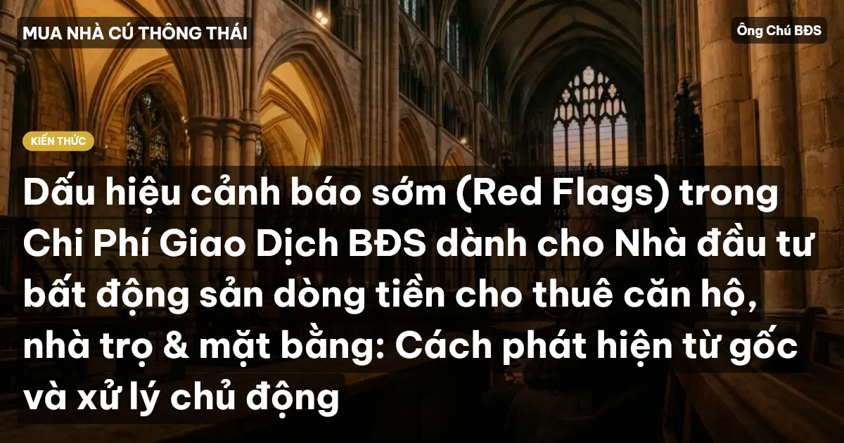 Dấu hiệu cảnh báo sớm (Red Flags) trong Chi Phí Giao Dịch BĐS dành cho Nhà đầu tư bất động sản dòng tiền cho thuê căn hộ, nhà trọ & mặt bằng: Cách phát hiện từ gốc và xử lý chủ động