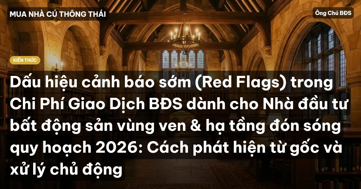 Dấu hiệu cảnh báo sớm (Red Flags) trong Chi Phí Giao Dịch BĐS dành cho Nhà đầu tư bất động sản vùng ven & hạ tầng đón sóng quy hoạch 2026: Cách phát hiện từ gốc và xử lý chủ động