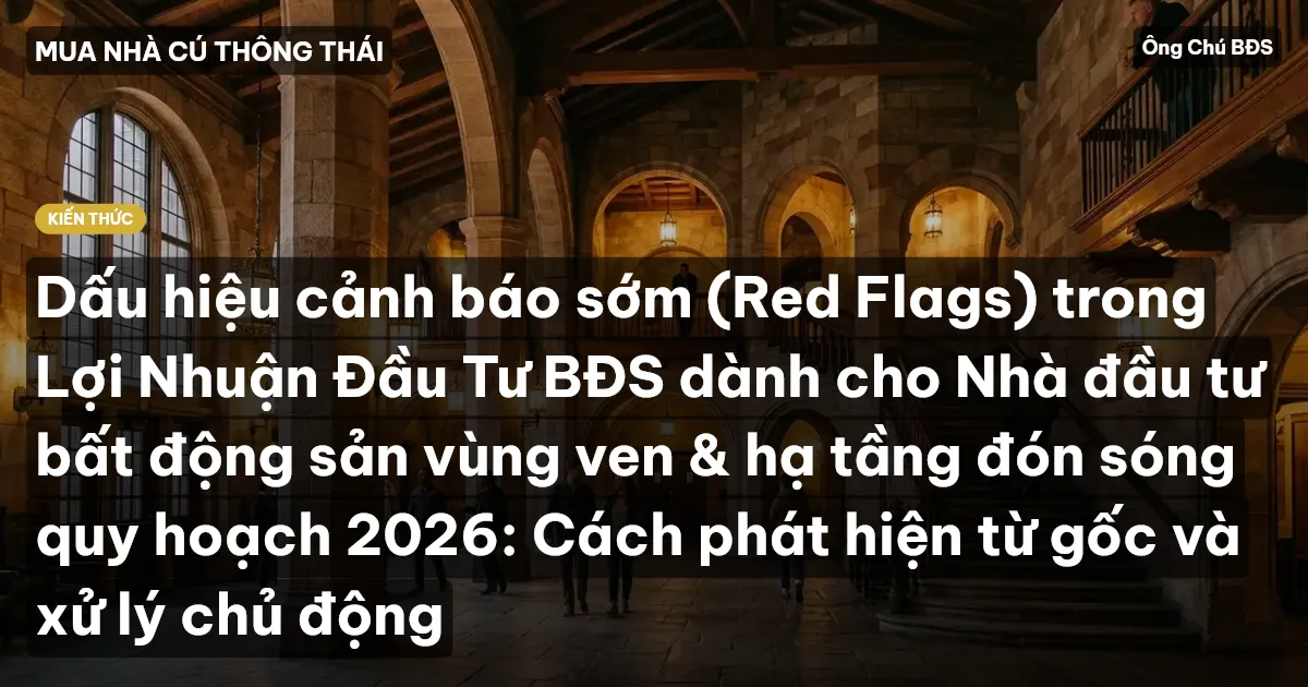 Dấu hiệu cảnh báo sớm (Red Flags) trong Lợi Nhuận Đầu Tư BĐS dành cho Nhà đầu tư bất động sản vùng ven & hạ tầng đón sóng quy hoạch 2026: Cách phát hiện từ gốc và xử lý chủ động