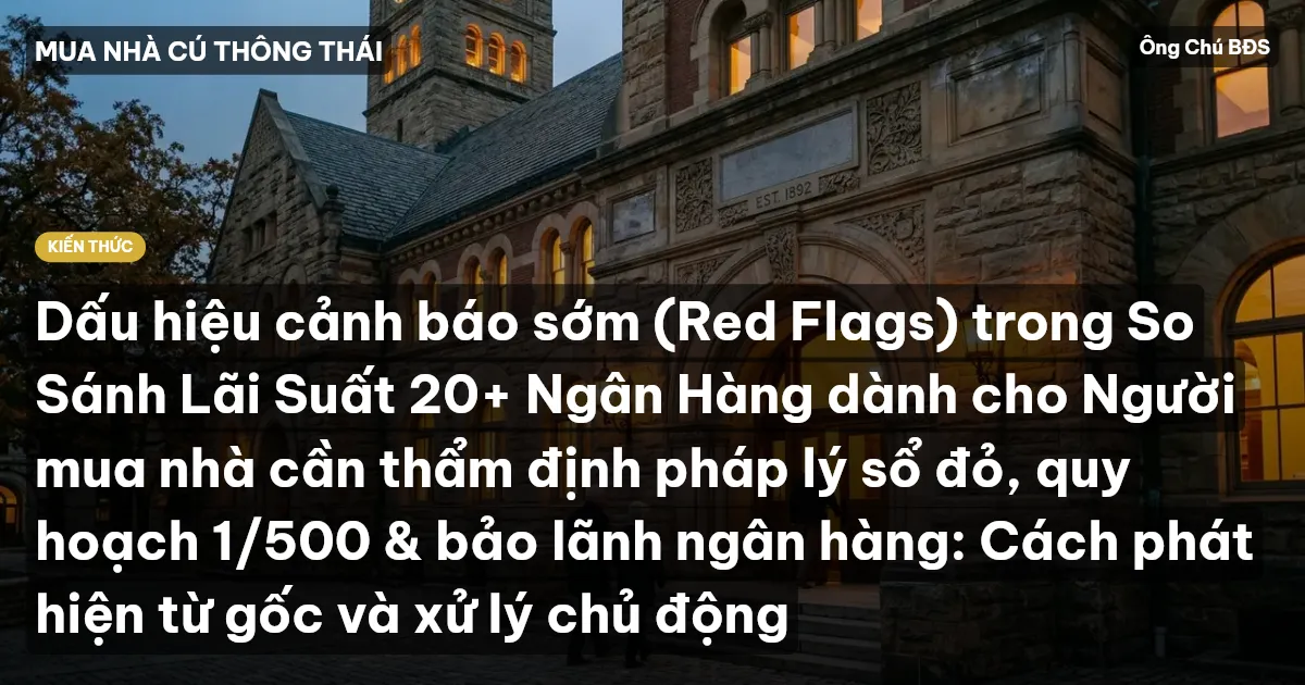 Dấu hiệu cảnh báo sớm (Red Flags) trong So Sánh Lãi Suất 20+ Ngân Hàng dành cho Người mua nhà cần thẩm định pháp lý sổ đỏ, quy hoạch 1/500 & bảo lãnh ngân hàng: Cách phát hiện từ gốc và xử lý chủ động