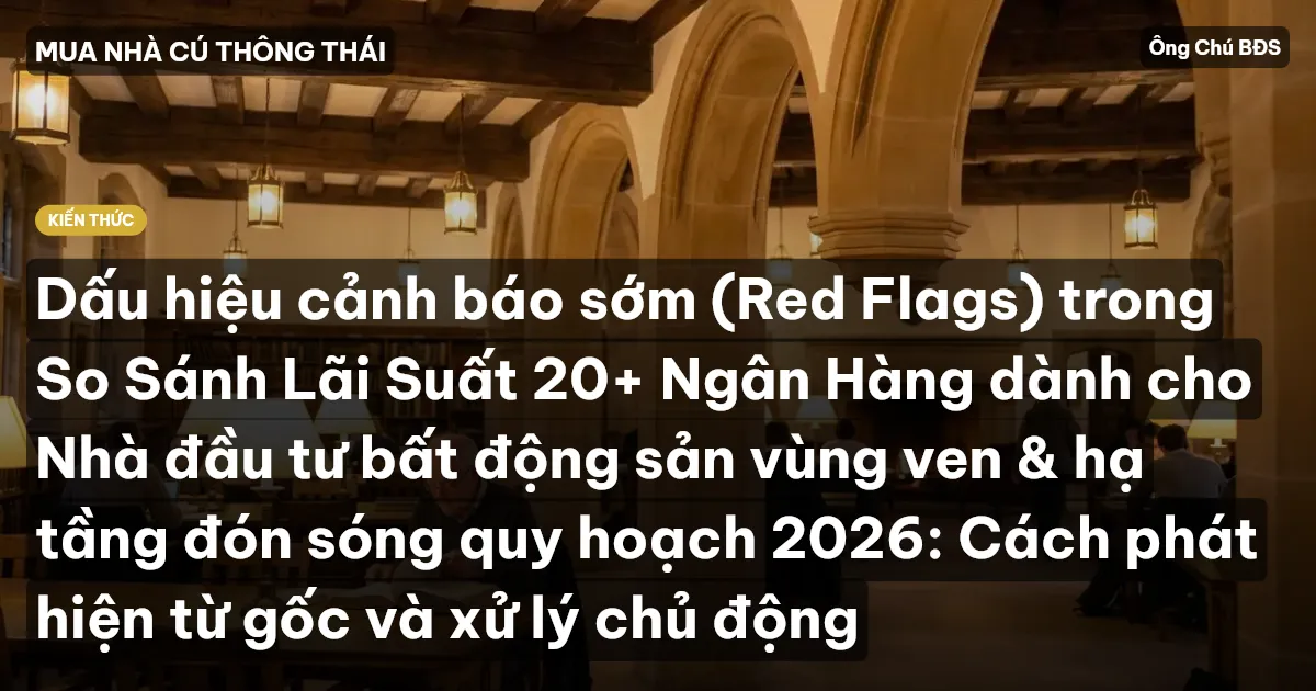 Dấu hiệu cảnh báo sớm (Red Flags) trong So Sánh Lãi Suất 20+ Ngân Hàng dành cho Nhà đầu tư bất động sản vùng ven & hạ tầng đón sóng quy hoạch 2026: Cách phát hiện từ gốc và xử lý chủ động