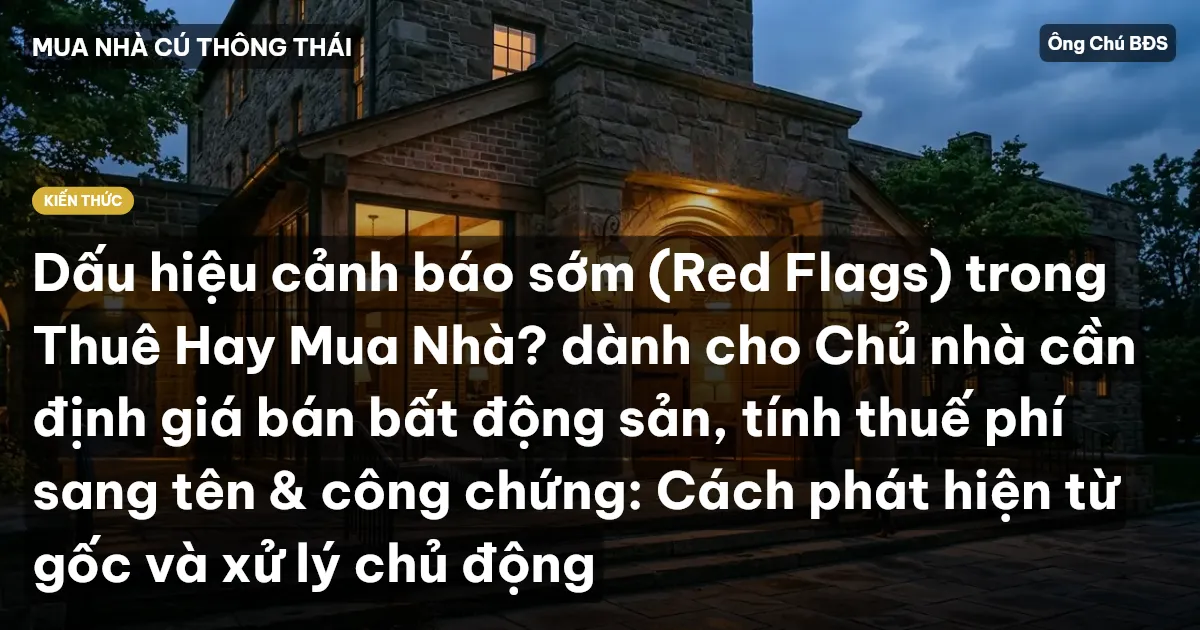 Dấu hiệu cảnh báo sớm (Red Flags) trong Thuê Hay Mua Nhà? dành cho Chủ nhà cần định giá bán bất động sản, tính thuế phí sang tên & công chứng: Cách phát hiện từ gốc và xử lý chủ động