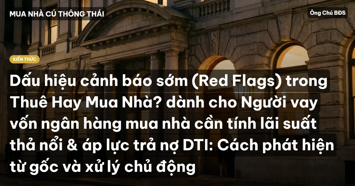 Dấu hiệu cảnh báo sớm (Red Flags) trong Thuê Hay Mua Nhà? dành cho Người vay vốn ngân hàng mua nhà cần tính lãi suất thả nổi & áp lực trả nợ DTI: Cách phát hiện từ gốc và xử lý chủ động