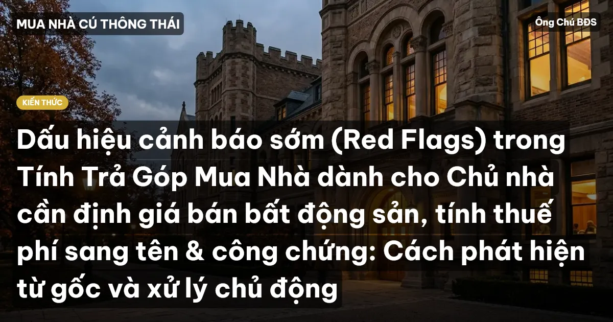Dấu hiệu cảnh báo sớm (Red Flags) trong Tính Trả Góp Mua Nhà dành cho Chủ nhà cần định giá bán bất động sản, tính thuế phí sang tên & công chứng: Cách phát hiện từ gốc và xử lý chủ động
