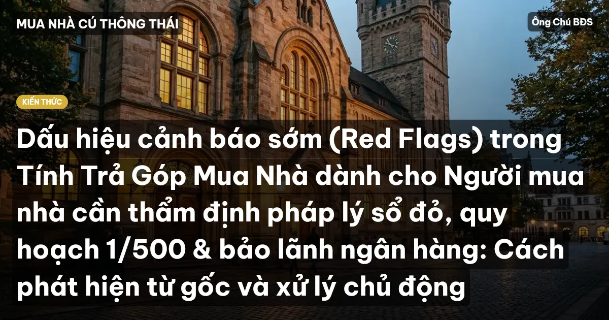 Dấu hiệu cảnh báo sớm (Red Flags) trong Tính Trả Góp Mua Nhà dành cho Người mua nhà cần thẩm định pháp lý sổ đỏ, quy hoạch 1/500 & bảo lãnh ngân hàng: Cách phát hiện từ gốc và xử lý chủ động