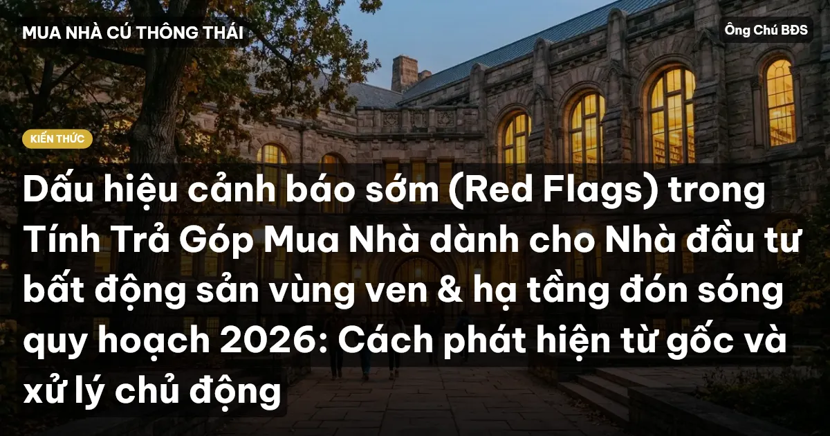 Dấu hiệu cảnh báo sớm (Red Flags) trong Tính Trả Góp Mua Nhà dành cho Nhà đầu tư bất động sản vùng ven & hạ tầng đón sóng quy hoạch 2026: Cách phát hiện từ gốc và xử lý chủ động