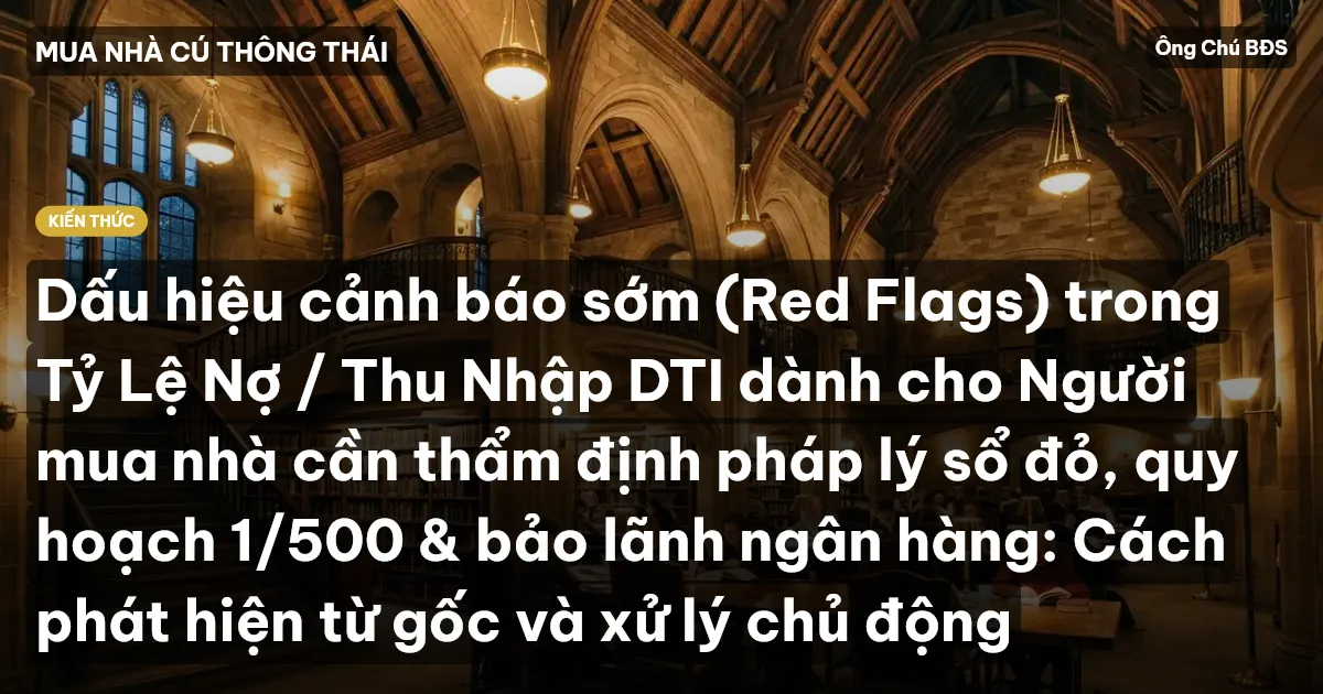 Dấu hiệu cảnh báo sớm (Red Flags) trong Tỷ Lệ Nợ / Thu Nhập DTI dành cho Người mua nhà cần thẩm định pháp lý sổ đỏ, quy hoạch 1/500 & bảo lãnh ngân hàng: Cách phát hiện từ gốc và xử lý chủ động