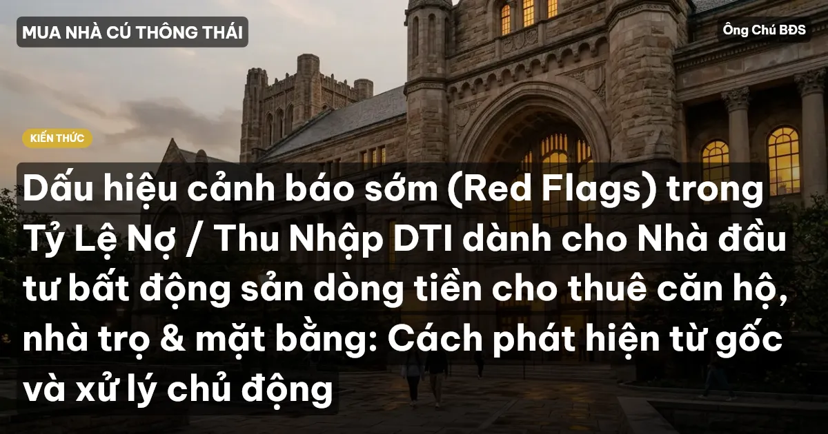 Dấu hiệu cảnh báo sớm (Red Flags) trong Tỷ Lệ Nợ / Thu Nhập DTI dành cho Nhà đầu tư bất động sản dòng tiền cho thuê căn hộ, nhà trọ & mặt bằng: Cách phát hiện từ gốc và xử lý chủ động