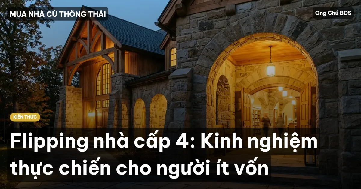 Flipping nhà cấp 4: Kinh nghiệm thực chiến cho người ít vốn