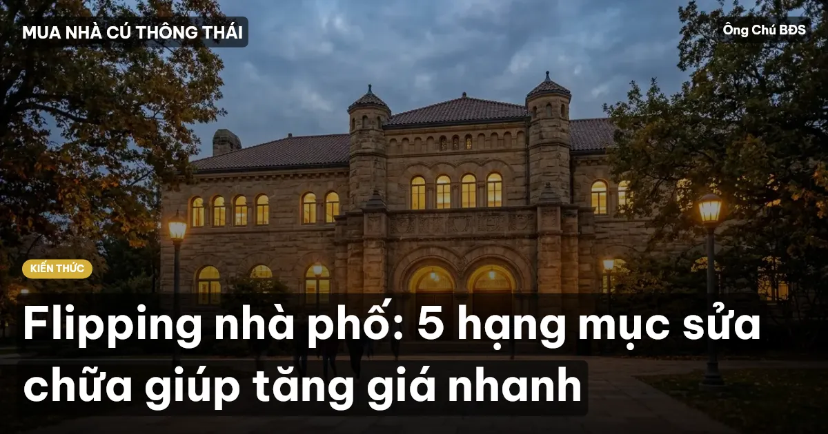 Flipping nhà phố: 5 hạng mục sửa chữa giúp tăng giá nhanh