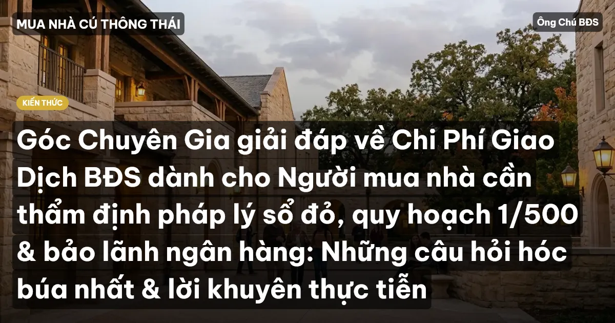 Góc Chuyên Gia giải đáp về Chi Phí Giao Dịch BĐS dành cho Người mua nhà cần thẩm định pháp lý sổ đỏ, quy hoạch 1/500 & bảo lãnh ngân hàng: Những câu hỏi hóc búa nhất & lời khuyên thực tiễn