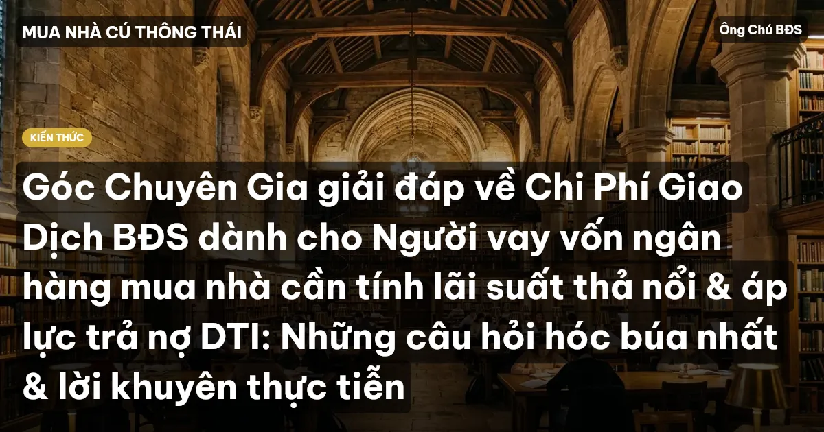 Góc Chuyên Gia giải đáp về Chi Phí Giao Dịch BĐS dành cho Người vay vốn ngân hàng mua nhà cần tính lãi suất thả nổi & áp lực trả nợ DTI: Những câu hỏi hóc búa nhất & lời khuyên thực tiễn