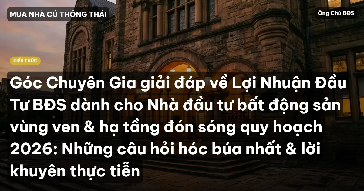 Góc Chuyên Gia giải đáp về Lợi Nhuận Đầu Tư BĐS dành cho Nhà đầu tư bất động sản vùng ven & hạ tầng đón sóng quy hoạch 2026: Những câu hỏi hóc búa nhất & lời khuyên thực tiễn