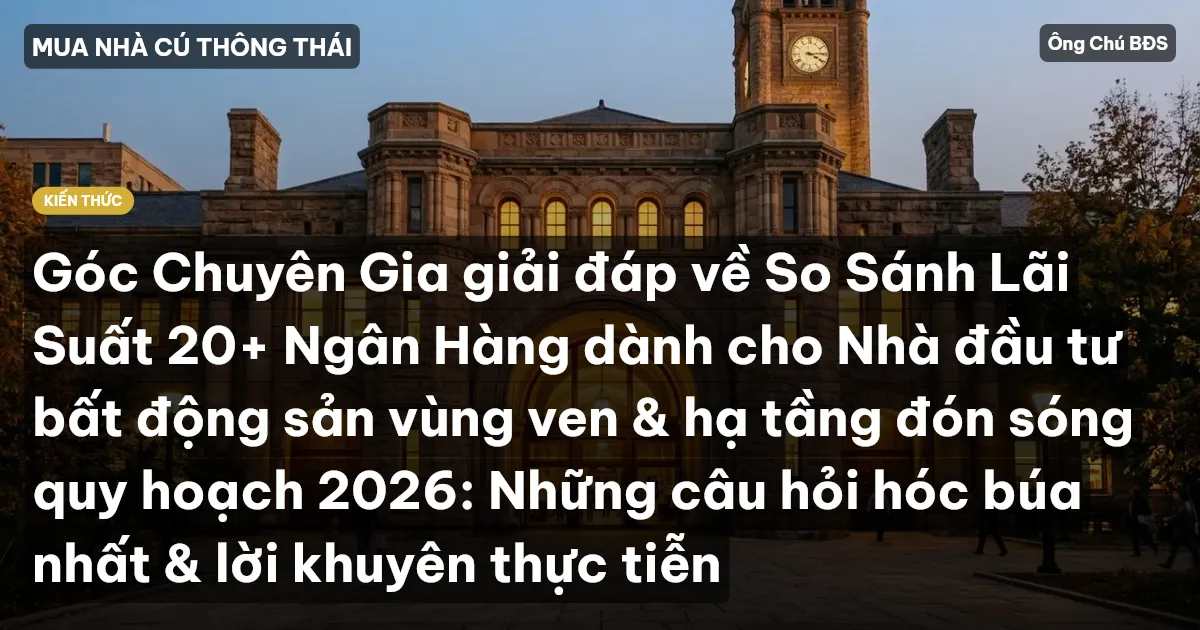 Góc Chuyên Gia giải đáp về So Sánh Lãi Suất 20+ Ngân Hàng dành cho Nhà đầu tư bất động sản vùng ven & hạ tầng đón sóng quy hoạch 2026: Những câu hỏi hóc búa nhất & lời khuyên thực tiễn