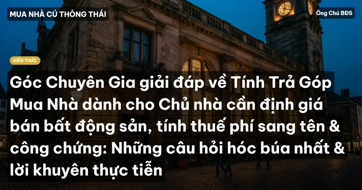 Góc Chuyên Gia giải đáp về Tính Trả Góp Mua Nhà dành cho Chủ nhà cần định giá bán bất động sản, tính thuế phí sang tên & công chứng: Những câu hỏi hóc búa nhất & lời khuyên thực tiễn