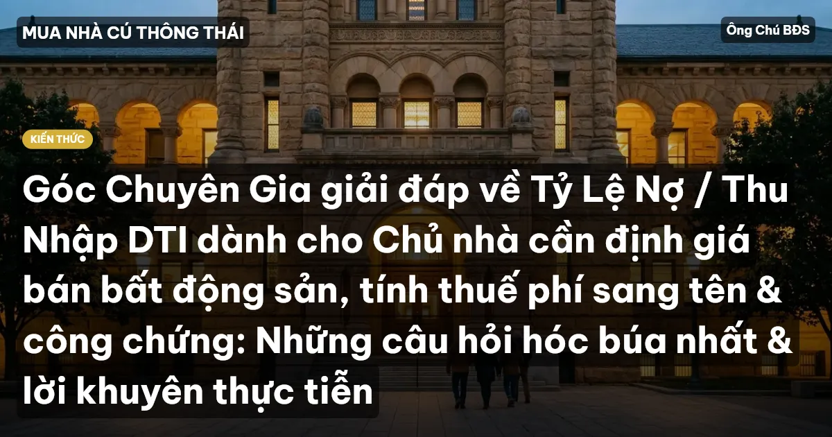 Góc Chuyên Gia giải đáp về Tỷ Lệ Nợ / Thu Nhập DTI dành cho Chủ nhà cần định giá bán bất động sản, tính thuế phí sang tên & công chứng: Những câu hỏi hóc búa nhất & lời khuyên thực tiễn