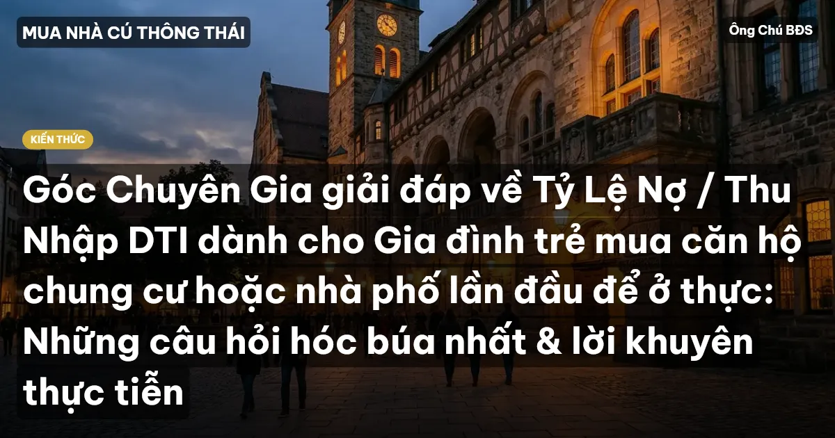 Góc Chuyên Gia giải đáp về Tỷ Lệ Nợ / Thu Nhập DTI dành cho Gia đình trẻ mua căn hộ chung cư hoặc nhà phố lần đầu để ở thực: Những câu hỏi hóc búa nhất & lời khuyên thực tiễn