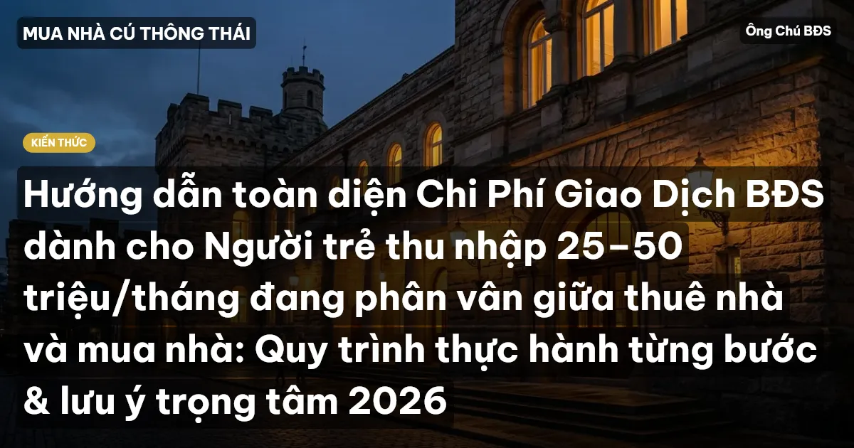 Hướng dẫn toàn diện Chi Phí Giao Dịch BĐS dành cho Người trẻ thu nhập 25–50 triệu/tháng đang phân vân giữa thuê nhà và mua nhà: Quy trình thực hành từng bước & lưu ý trọng tâm 2026