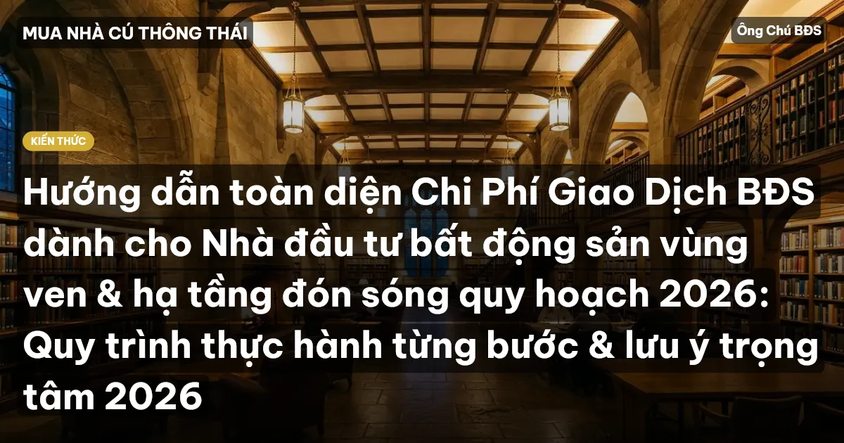 Hướng dẫn toàn diện Chi Phí Giao Dịch BĐS dành cho Nhà đầu tư bất động sản vùng ven & hạ tầng đón sóng quy hoạch 2026: Quy trình thực hành từng bước & lưu ý trọng tâm 2026